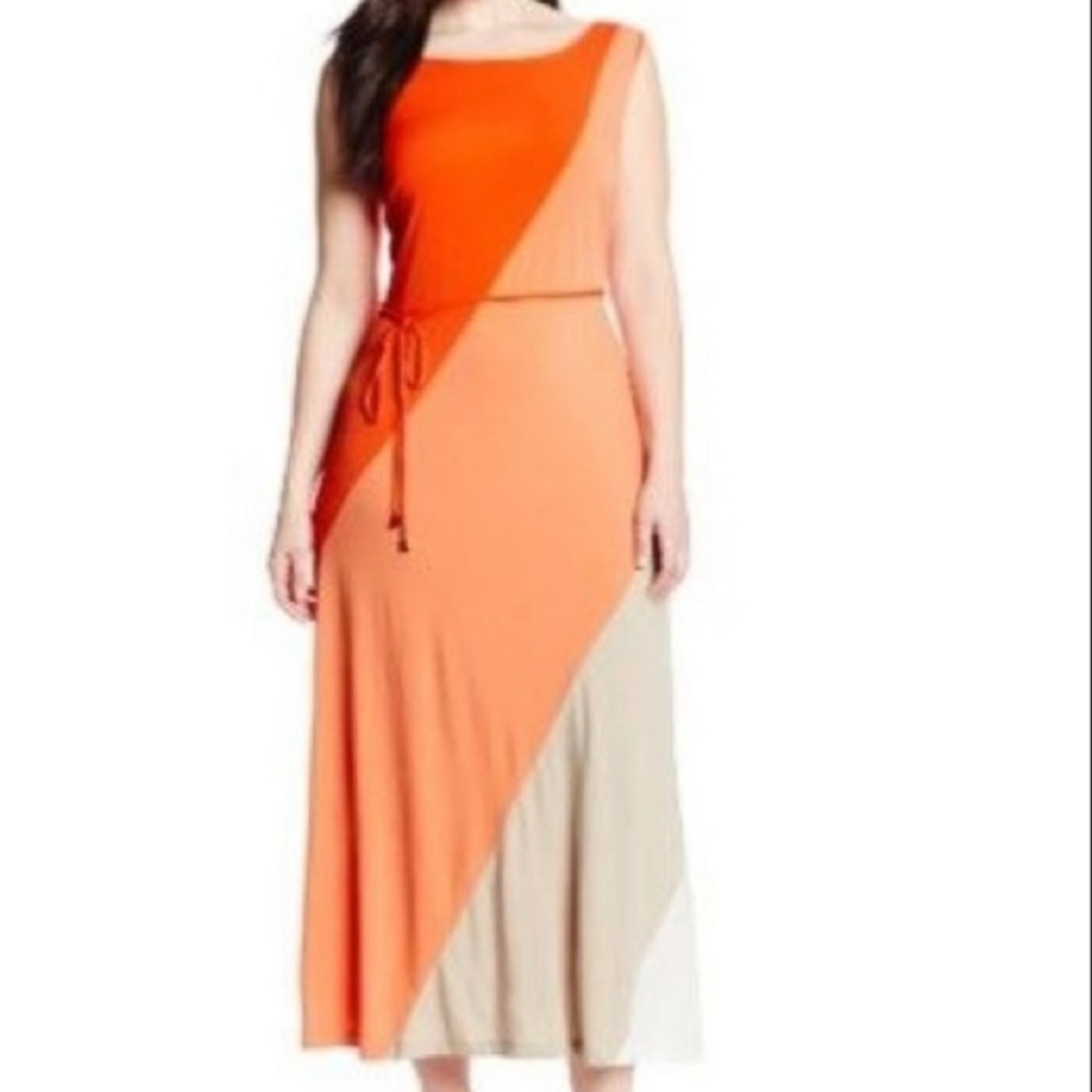 Sandra Darren size 22 color block maxi dress